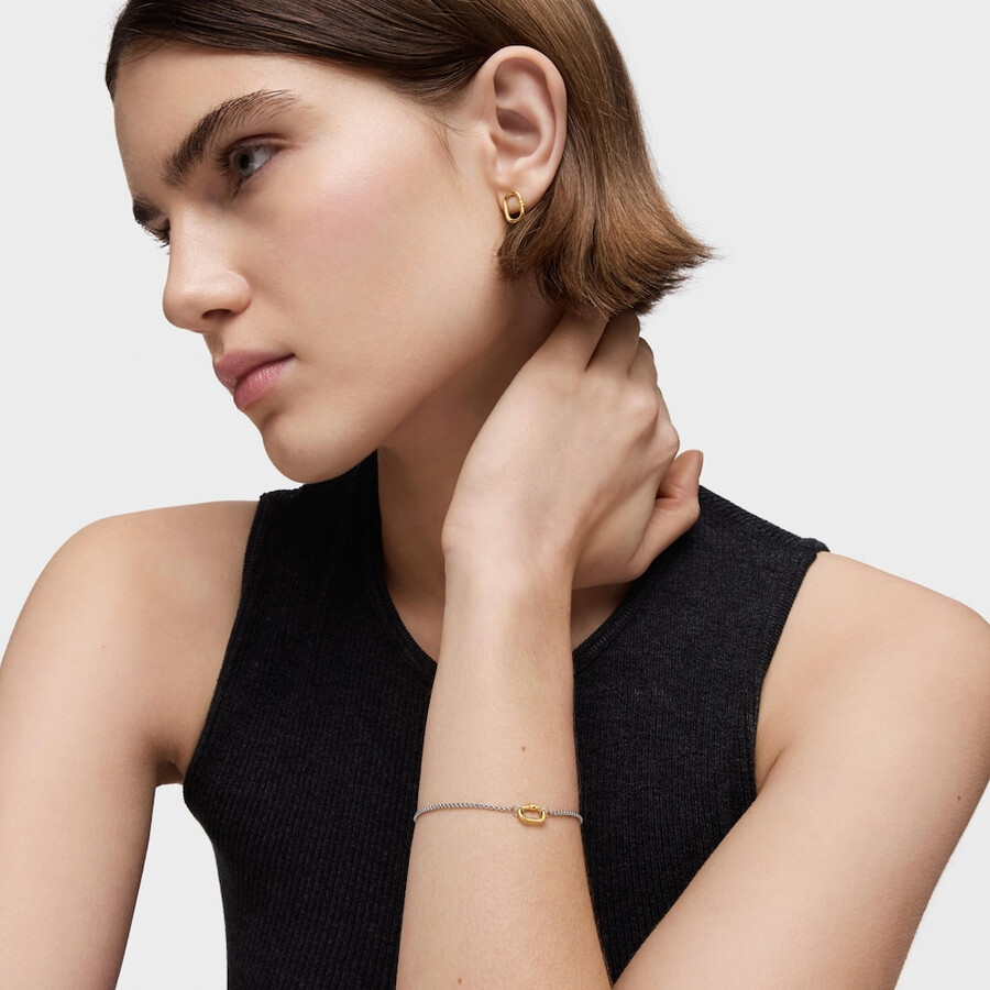 bracciale a catena in acciaio con anello in oro hold oval