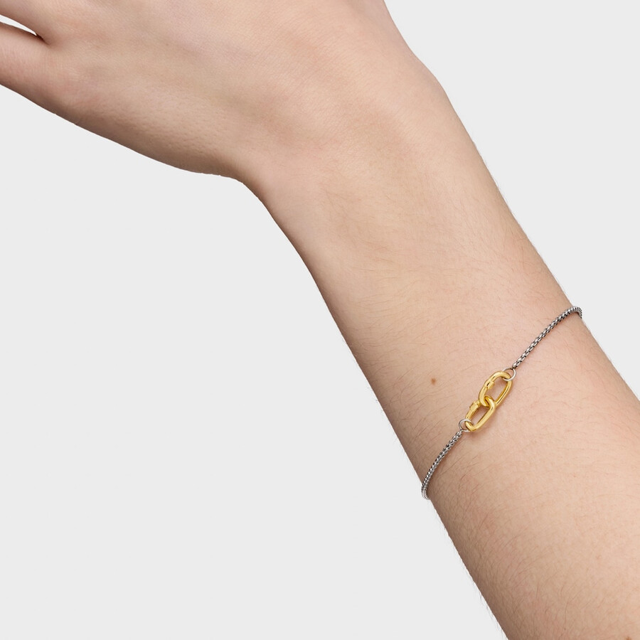bracciale a catena in acciaio con anello in oro hold oval