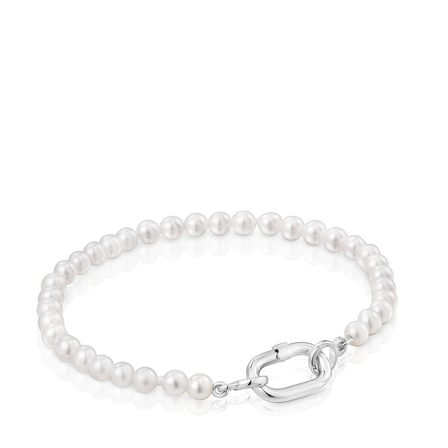 bracciale con perle coltivate e anello in argento hold oval