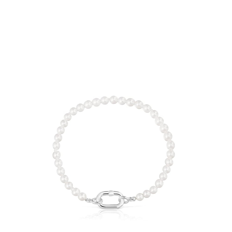 bracciale con perle coltivate e anello in argento hold oval