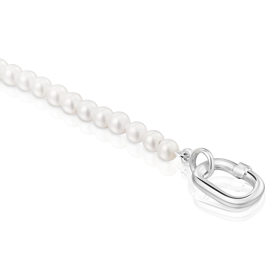 bracciale con perle coltivate e anello in argento hold oval