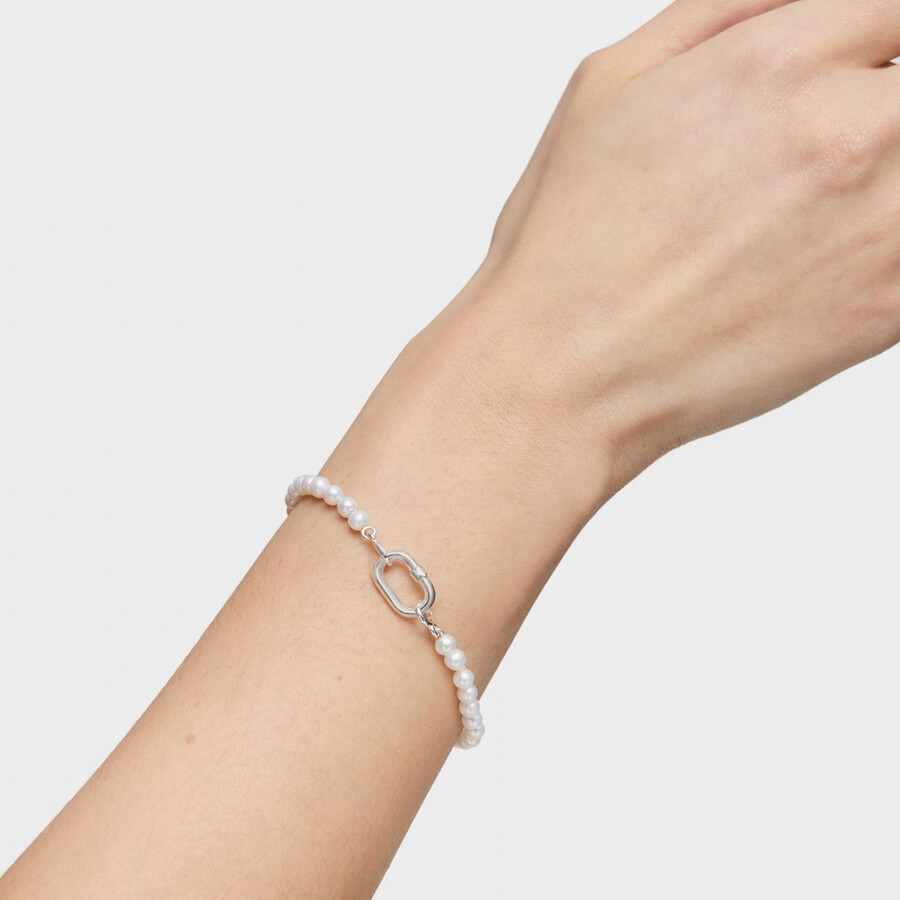 bracciale con perle coltivate e anello in argento hold oval
