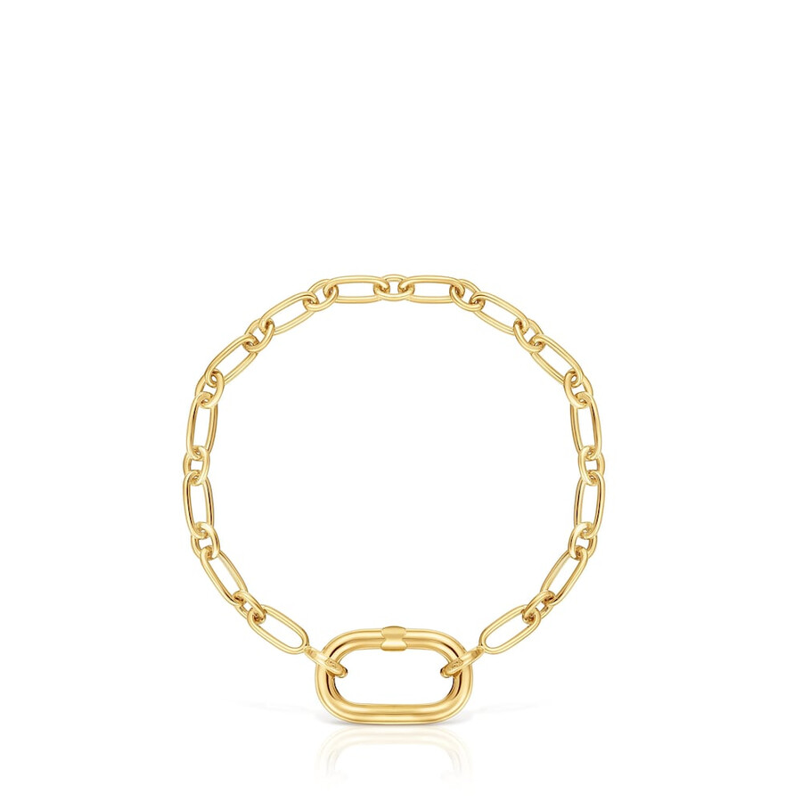 bracciale placcato in oro 18kt su catena in argento con anello hold oval