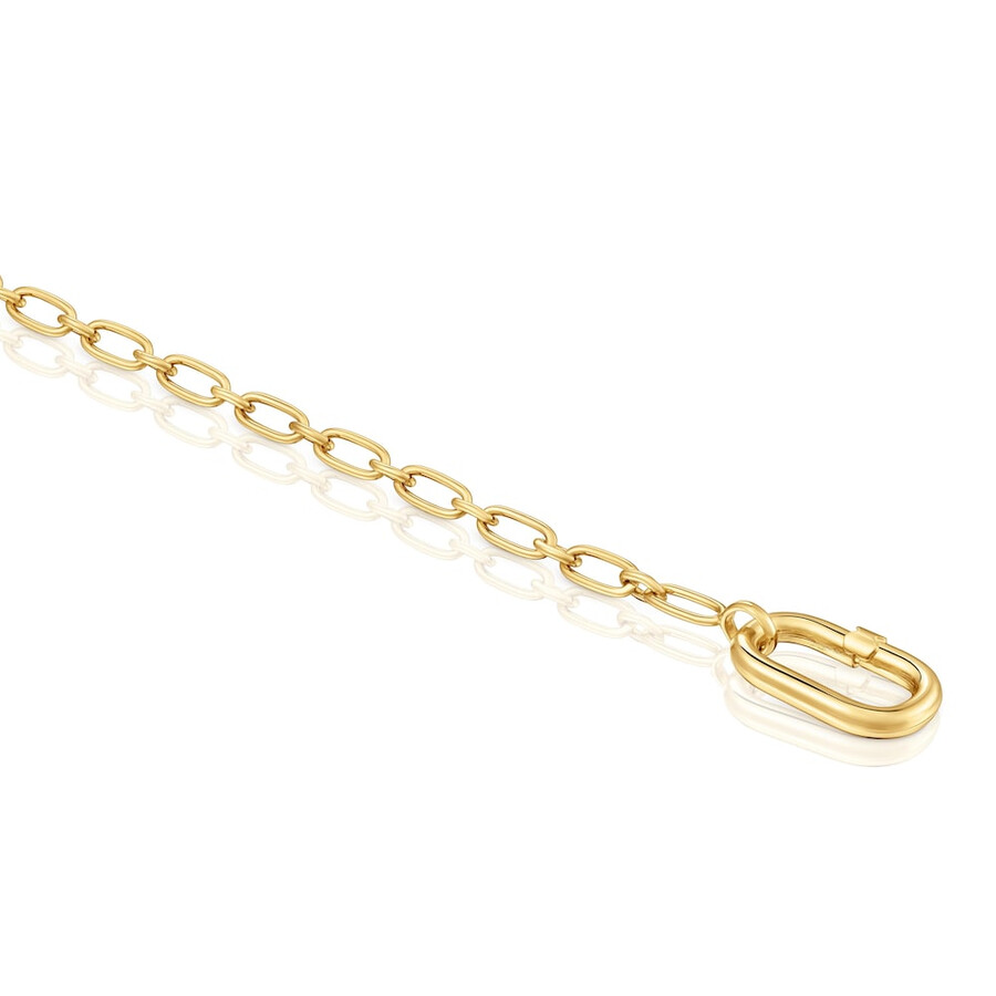bracciale placcato in oro 18kt su catena in argento con anello hold oval