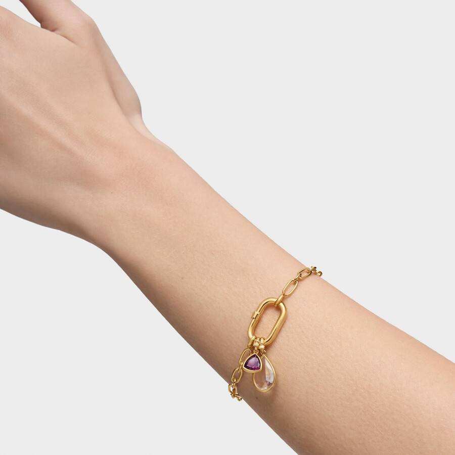 bracciale placcato in oro 18kt su catena in argento con anello hold oval