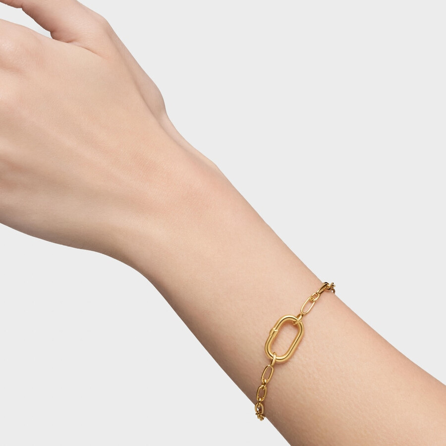 bracciale placcato in oro 18kt su catena in argento con anello hold oval