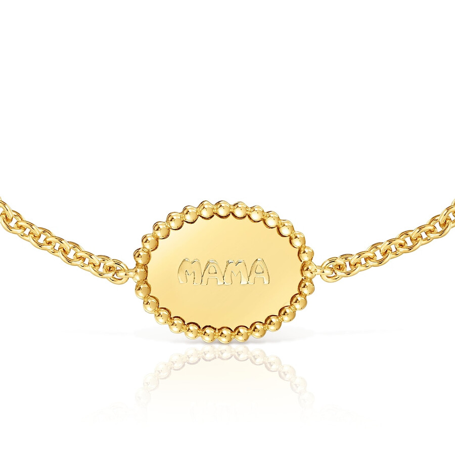 bracciale con placcatura in oro 18kt su catena in argento con placca tous mama
