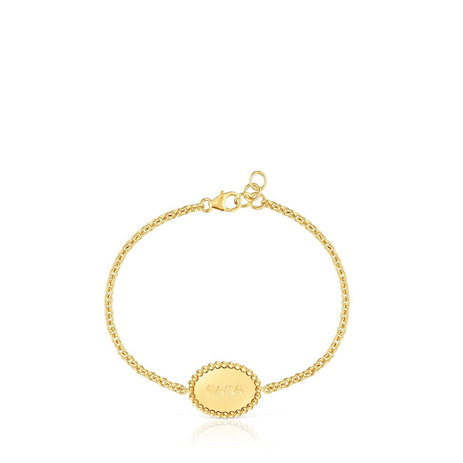 bracciale con placcatura in oro 18kt su catena in argento con placca tous mama