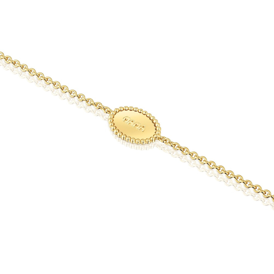 bracciale con placcatura in oro 18kt su catena in argento con placca tous mama