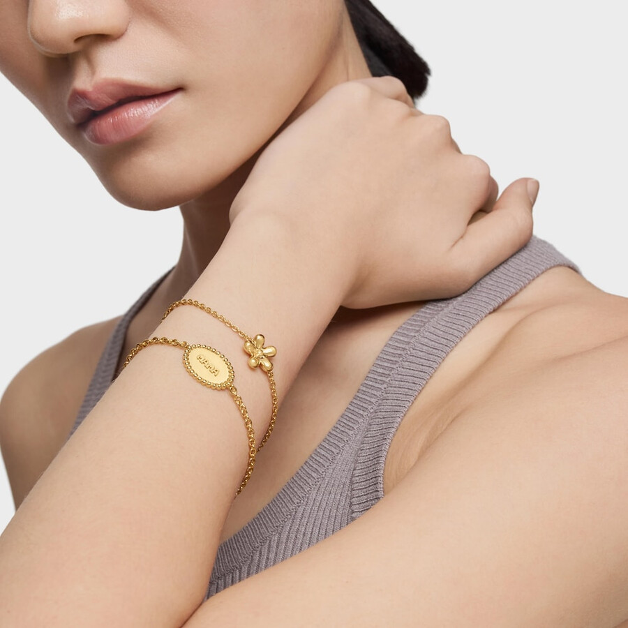 bracciale con placcatura in oro 18kt su catena in argento con placca tous mama