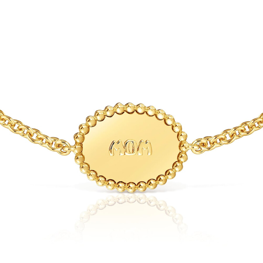 bracciale placcato oro 18kt su catena in argento con placca tous mom