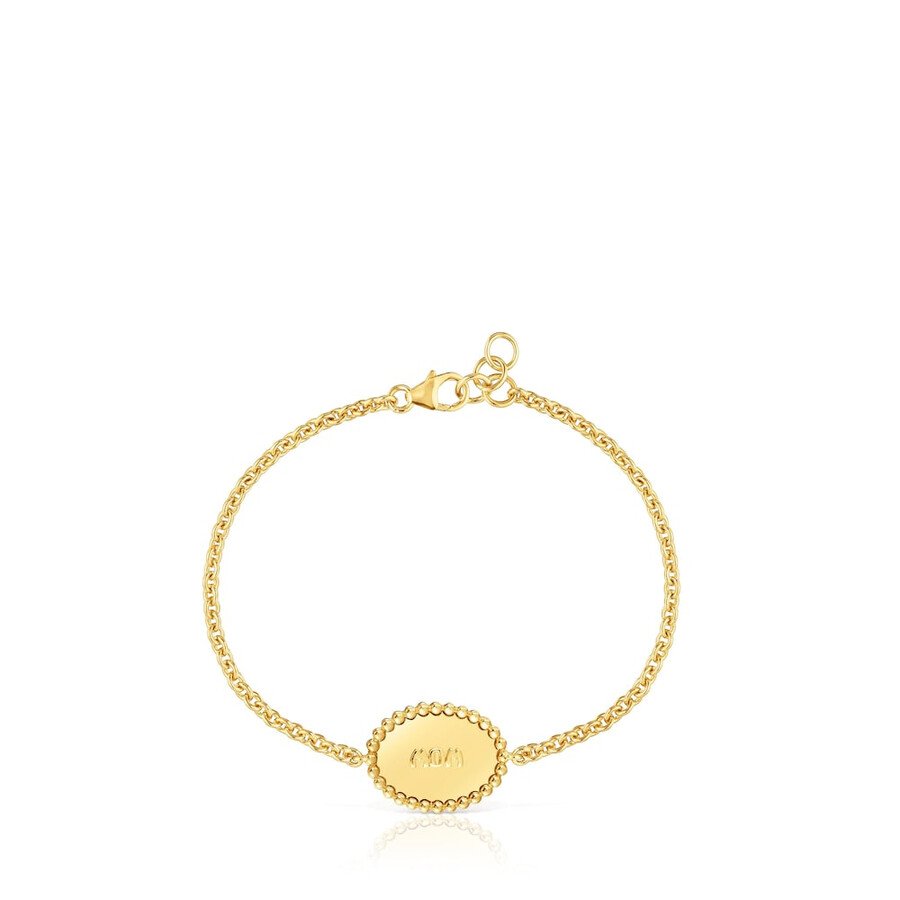 bracciale placcato oro 18kt su catena in argento con placca tous mom