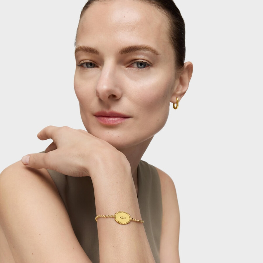bracciale placcato oro 18kt su catena in argento con placca tous mom