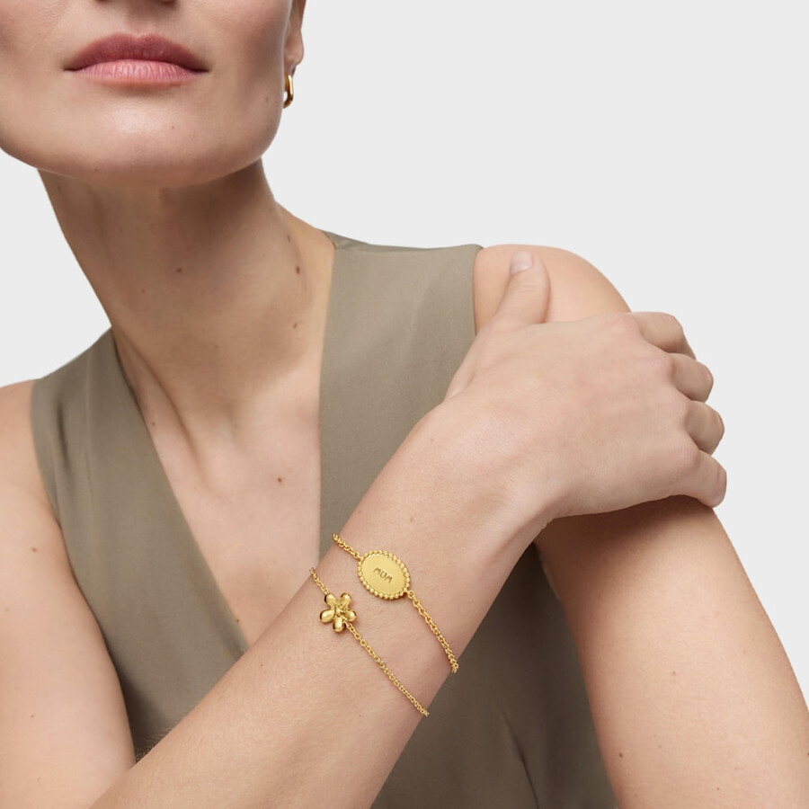 bracciale placcato oro 18kt su catena in argento con placca tous mom
