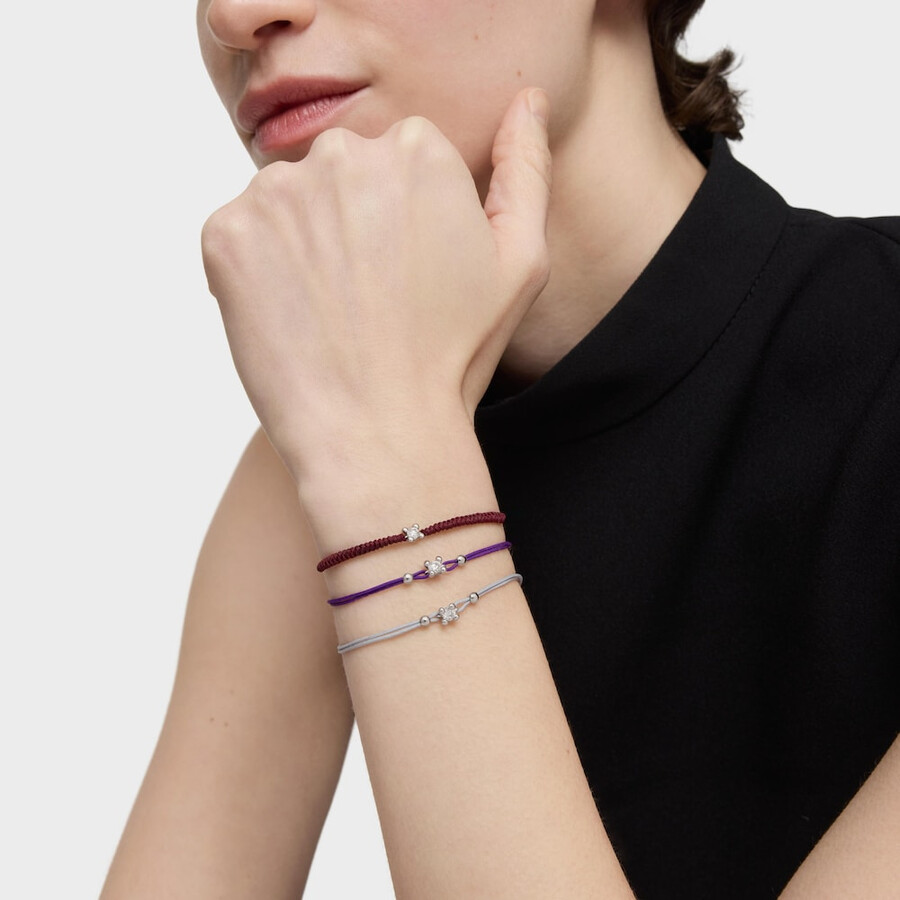 bracciale in platino con diamante creato in laboratorio e nylon bordeaux tous shine lgd