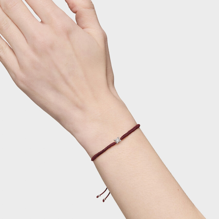 bracciale in platino con diamante creato in laboratorio e nylon bordeaux tous shine lgd