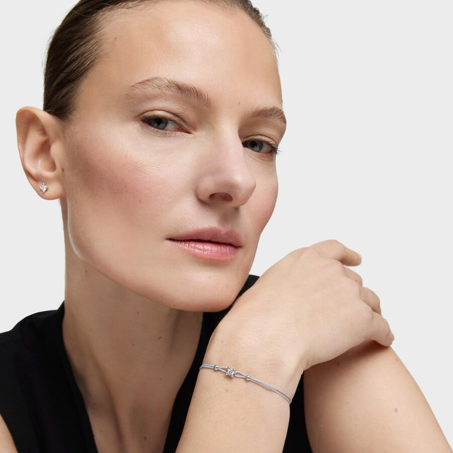bracciale in platino con diamante creato in laboratorio e nylon grigio tous shine lgd