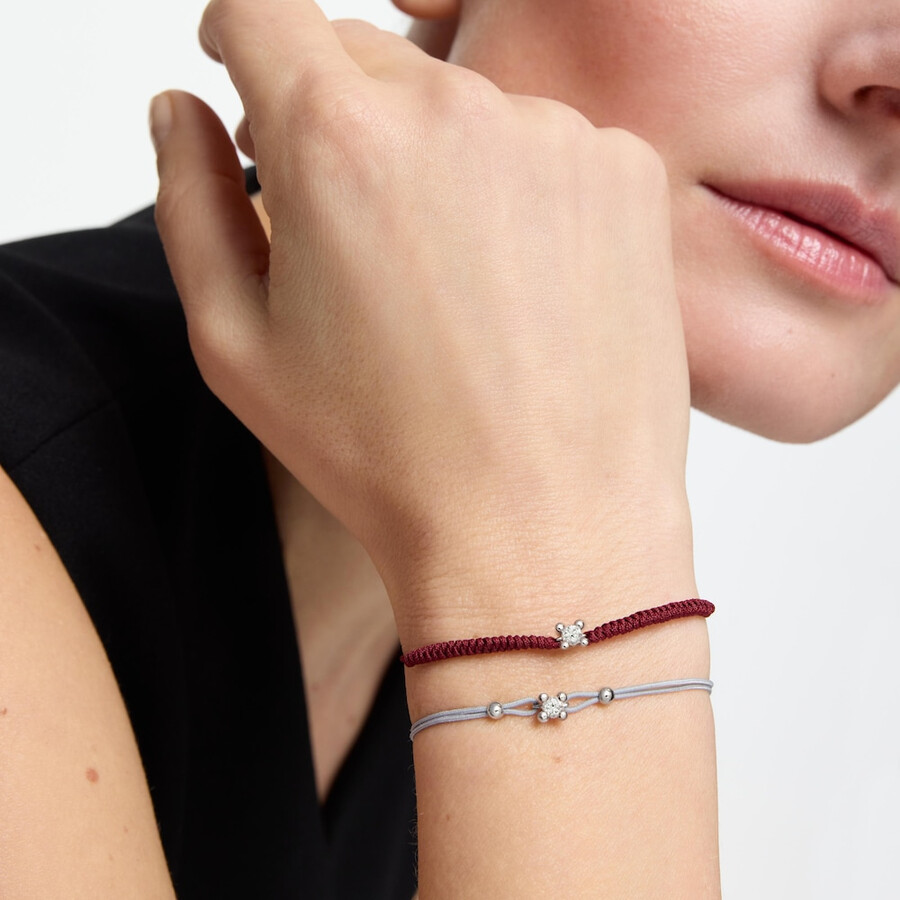 bracciale in platino con diamante creato in laboratorio e nylon grigio tous shine lgd