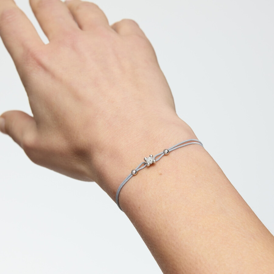 bracciale in platino con diamante creato in laboratorio e nylon grigio tous shine lgd