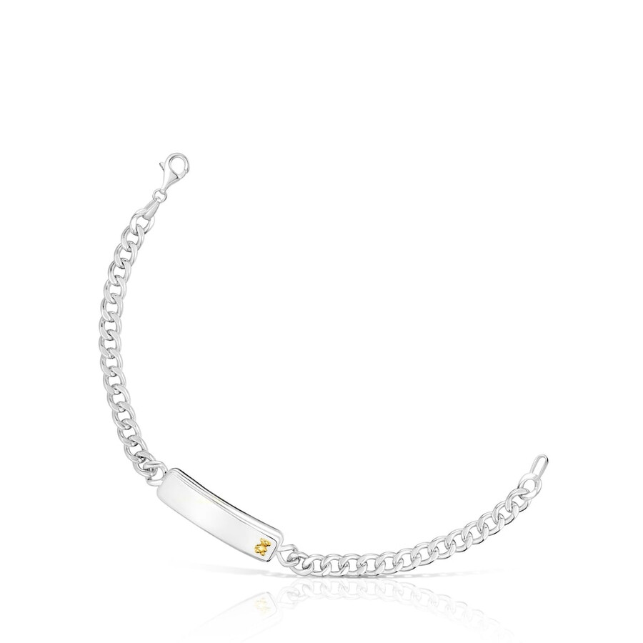 bracciale a catena bicolore con motivo orso tous man