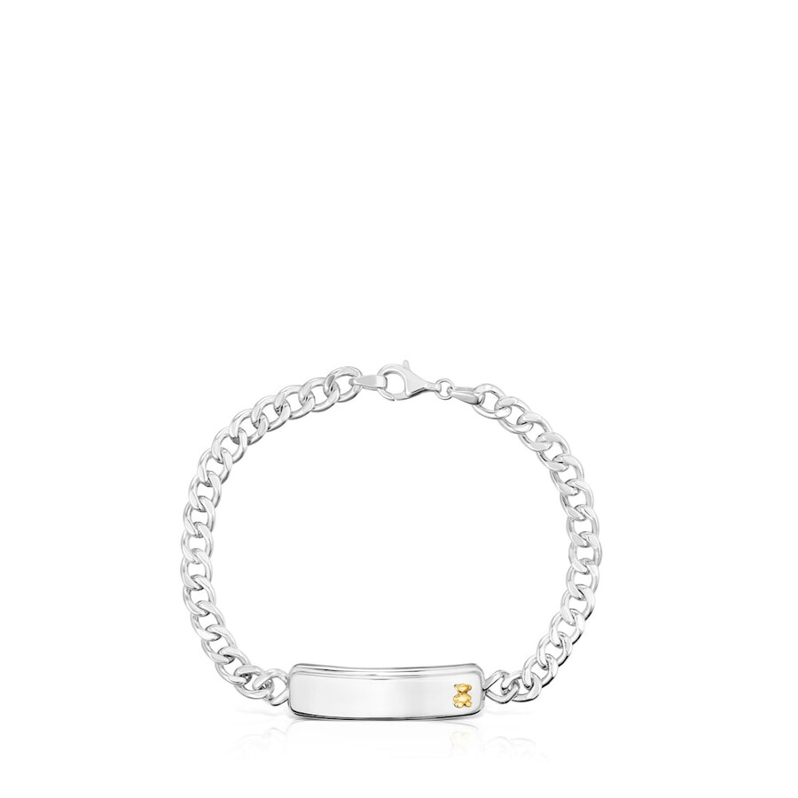 bracciale a catena bicolore con motivo orso tous man
