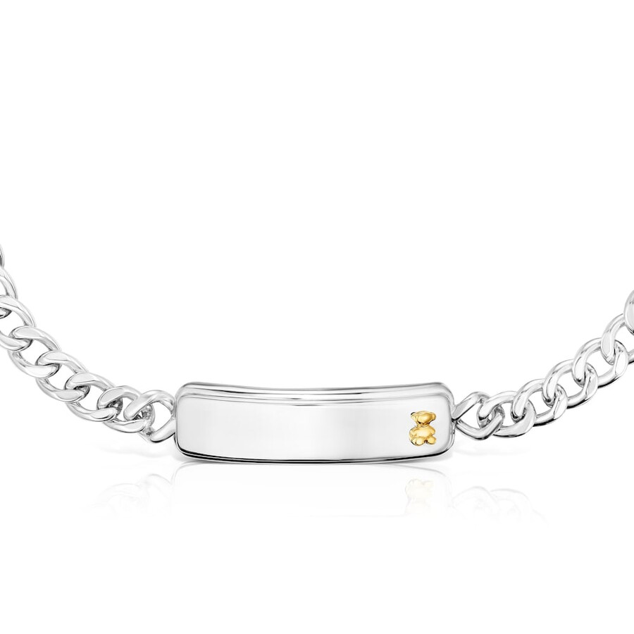 bracciale a catena bicolore con motivo orso tous man