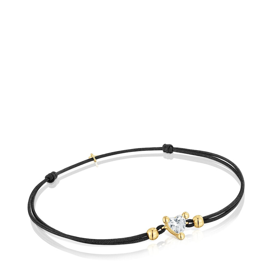 bracciale in oro con diamante di laboratorio e nylon nero garden of love lgd