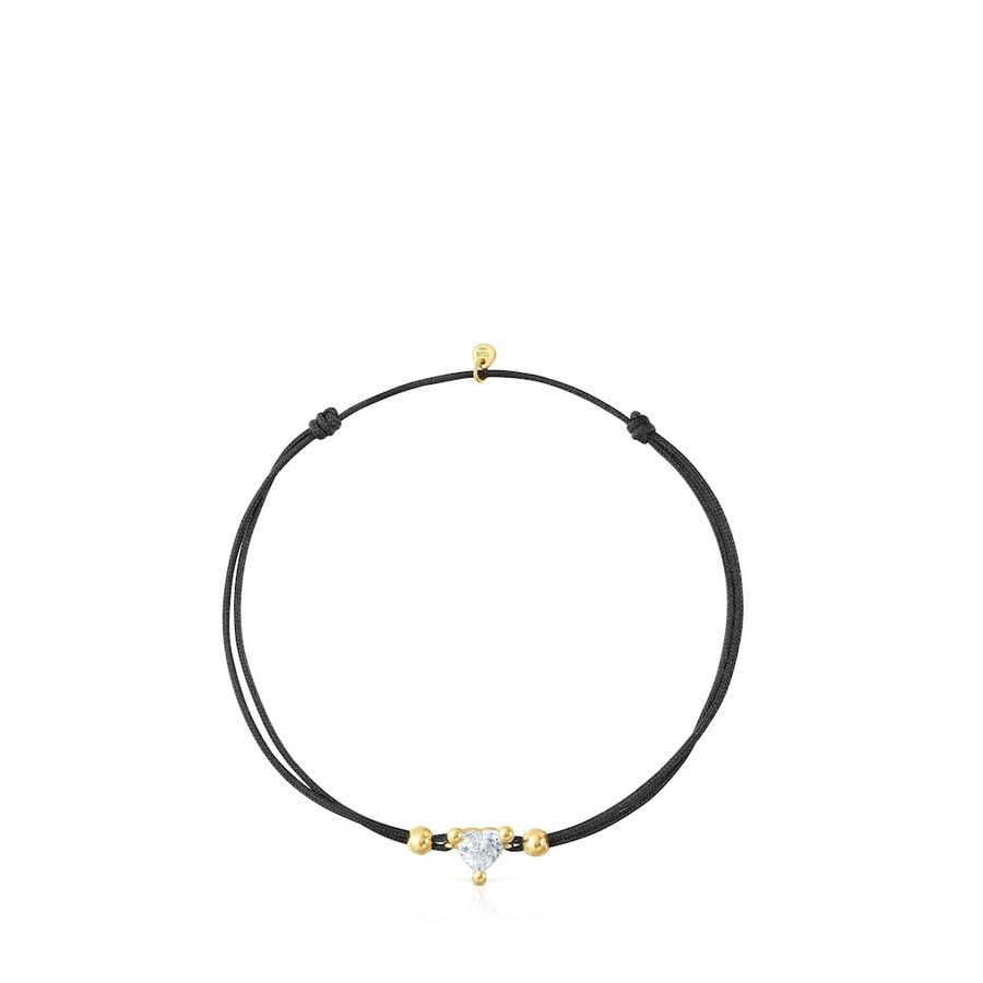 bracciale in oro con diamante di laboratorio e nylon nero garden of love lgd