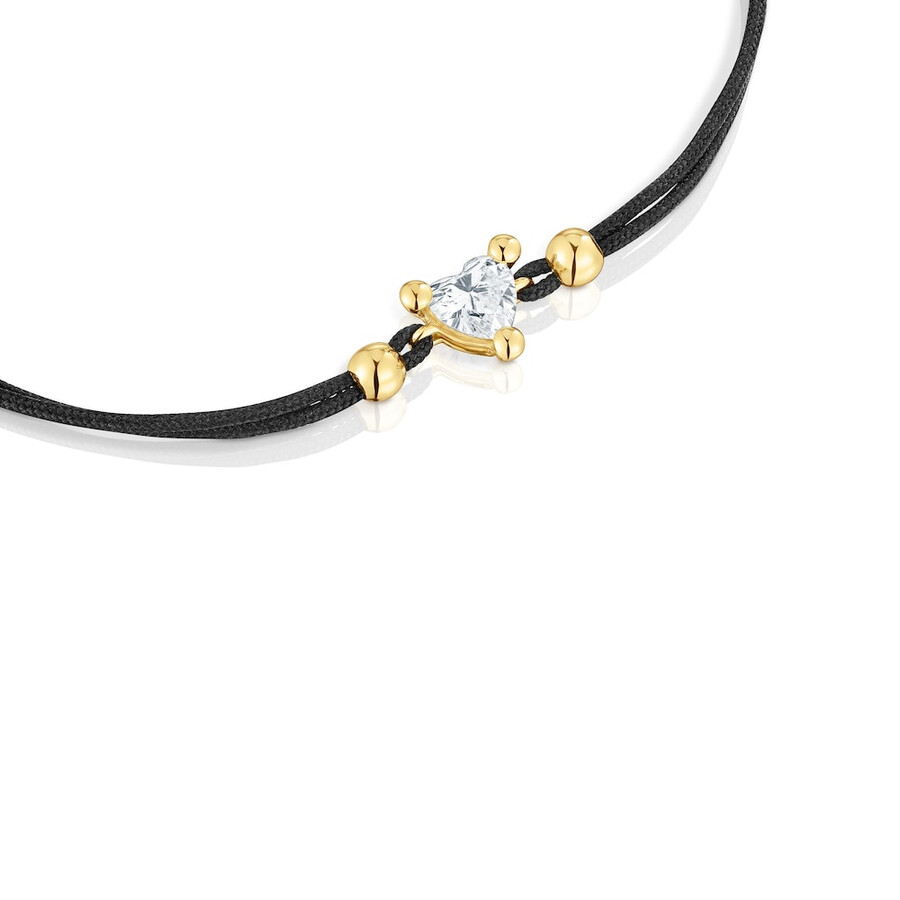 bracciale in oro con diamante di laboratorio e nylon nero garden of love lgd