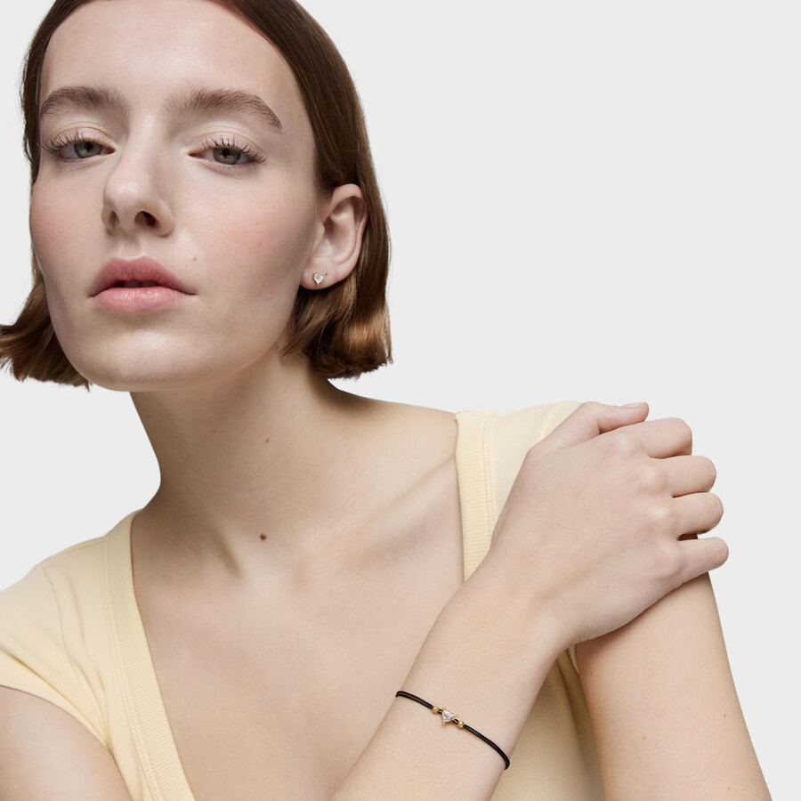 bracciale in oro con diamante di laboratorio e nylon nero garden of love lgd