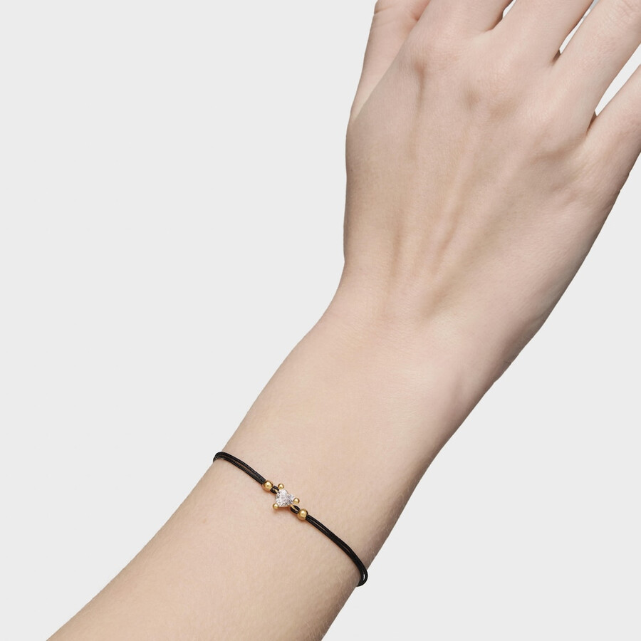 bracciale in oro con diamante di laboratorio e nylon nero garden of love lgd