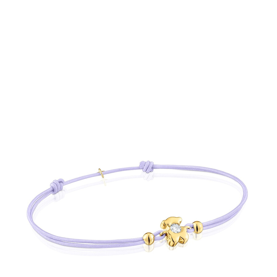 bracciale in oro con diamante di laboratorio e nylon color malva tous lili