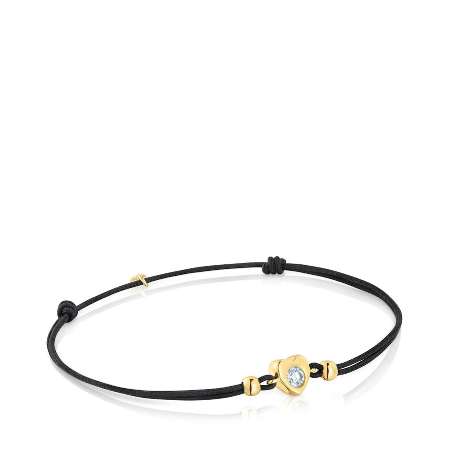 bracciale in oro con diamante creato in laboratorio e nylon nero tous lili