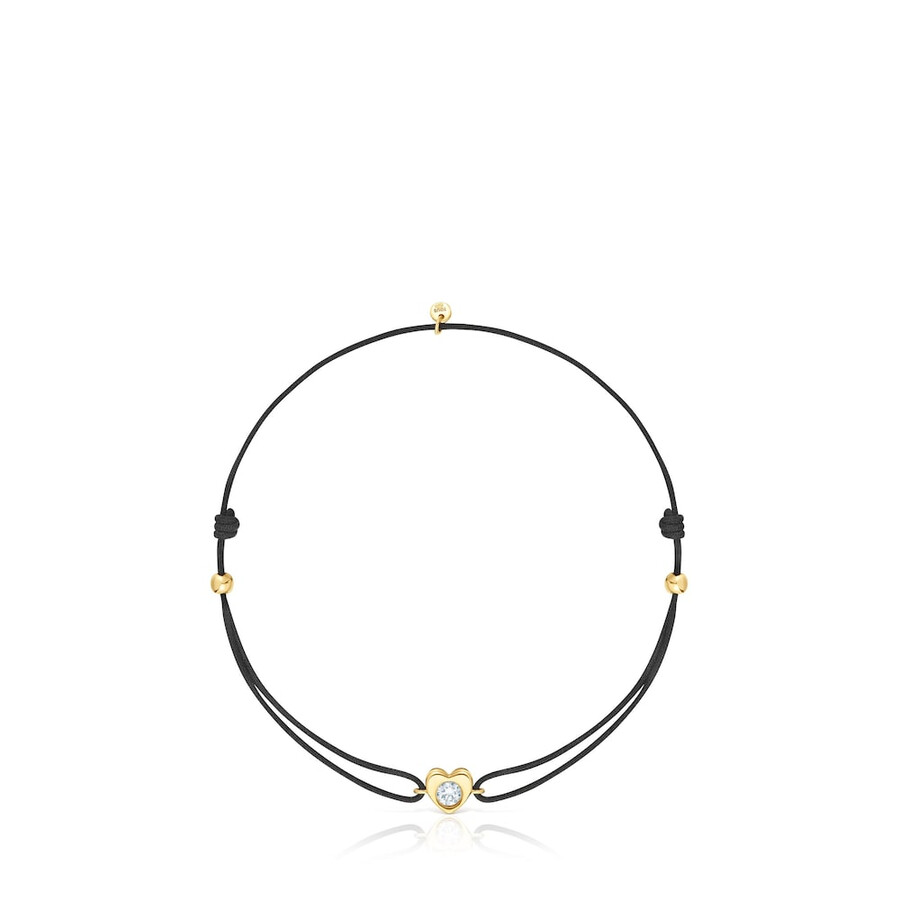 bracciale in oro con diamante creato in laboratorio e nylon nero tous lili