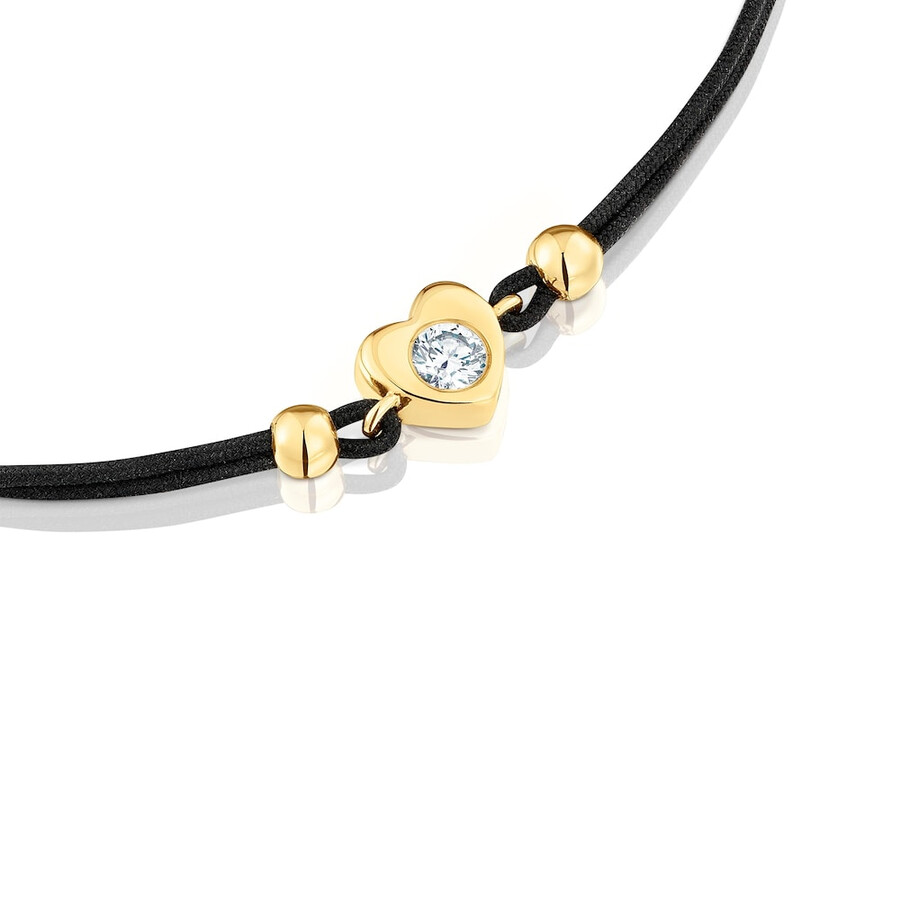 bracciale in oro con diamante creato in laboratorio e nylon nero tous lili