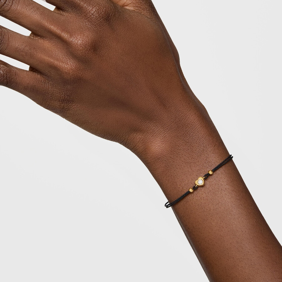 bracciale in oro con diamante creato in laboratorio e nylon nero tous lili