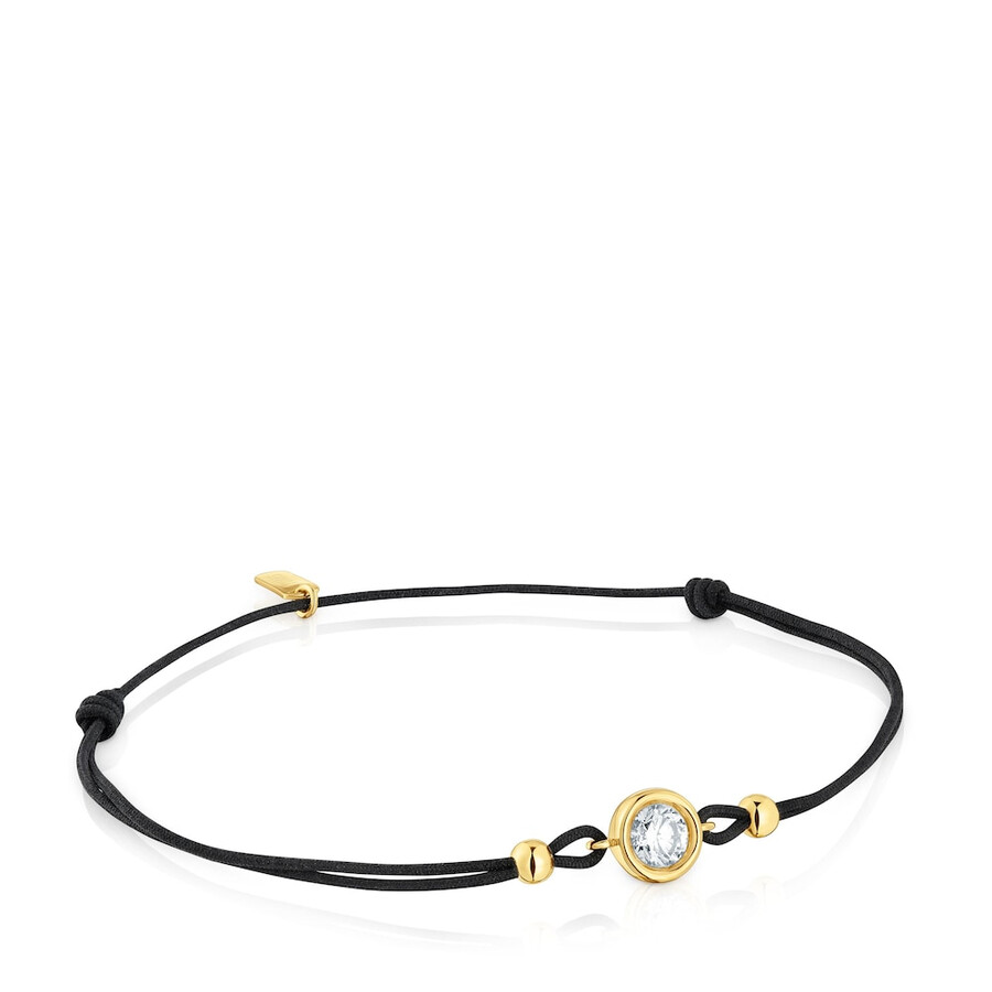 bracciale in nylon nero con placcatura in oro 18kt su argento e diamanti coltivati in laboratorio linea lgd