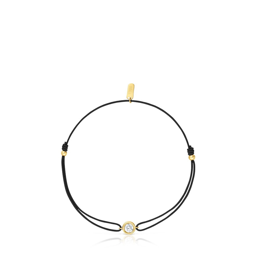 bracciale in nylon nero con placcatura in oro 18kt su argento e diamanti coltivati in laboratorio linea lgd