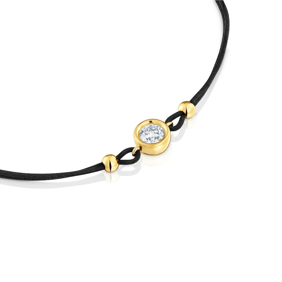 bracciale in nylon nero con placcatura in oro 18kt su argento e diamanti coltivati in laboratorio linea lgd