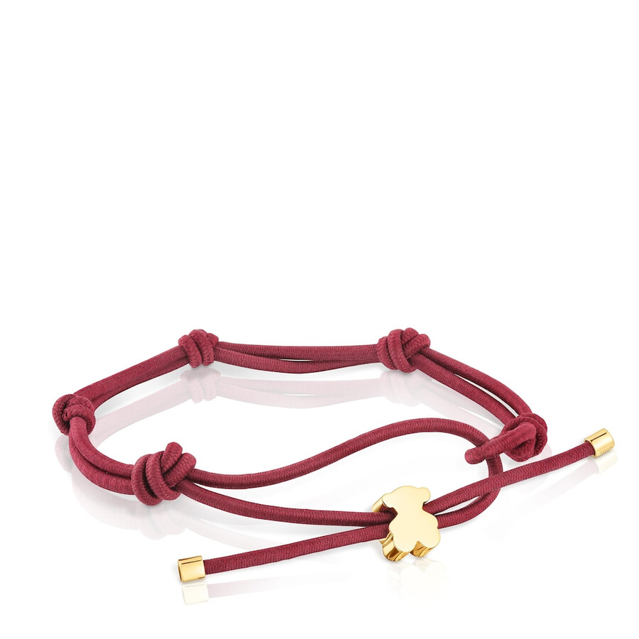 bracciale elastico color bordeaux e orsetto con placcatura in oro 18kt su argento sweet dolls