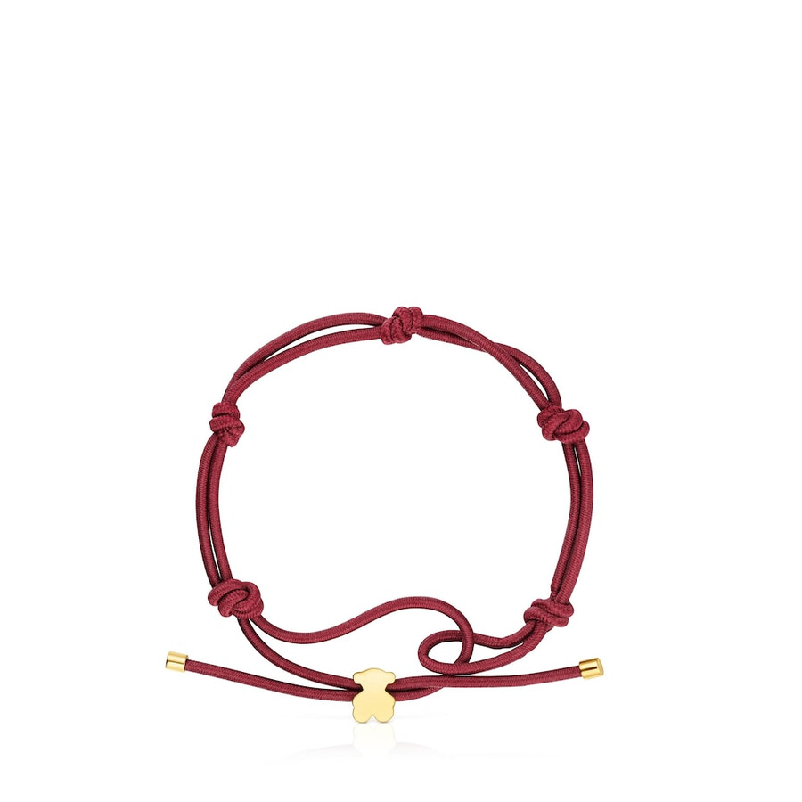 bracciale elastico color bordeaux e orsetto con placcatura in oro 18kt su argento sweet dolls