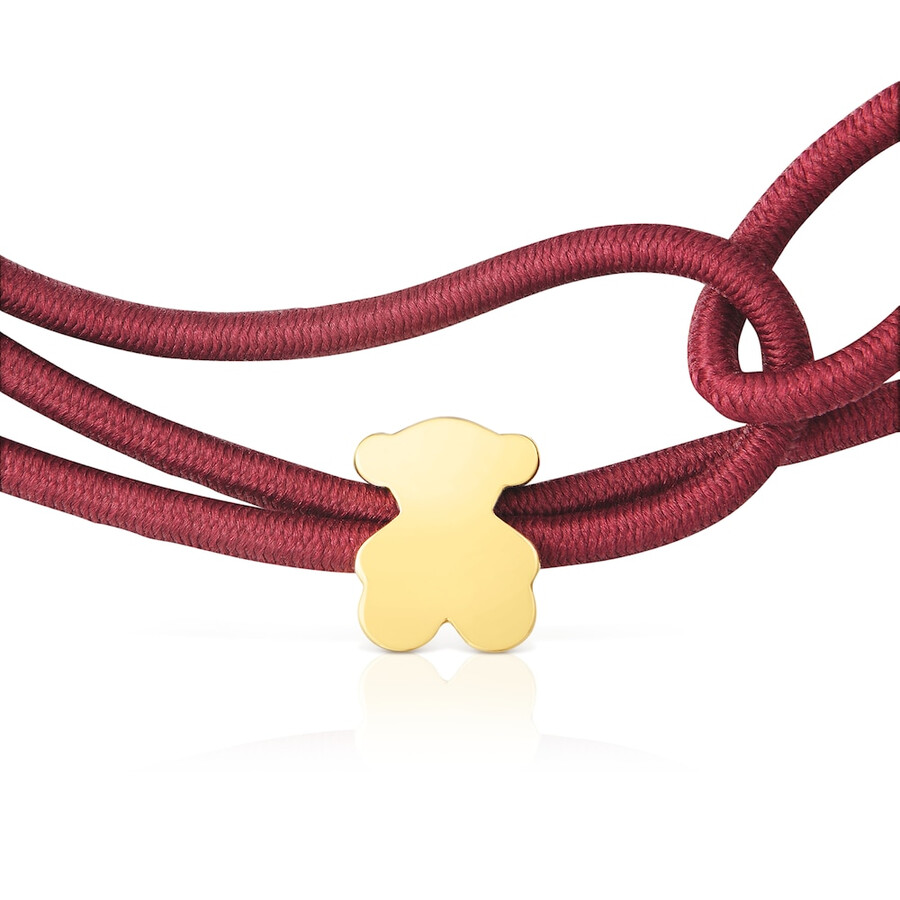 bracciale elastico color bordeaux e orsetto con placcatura in oro 18kt su argento sweet dolls