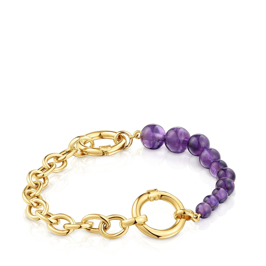 bracciale con placcatura in oro 18kt su argento e ametista hold