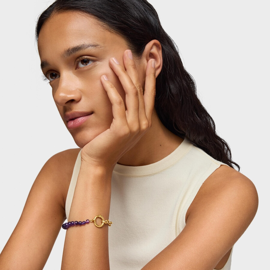 bracciale con placcatura in oro 18kt su argento e ametista hold
