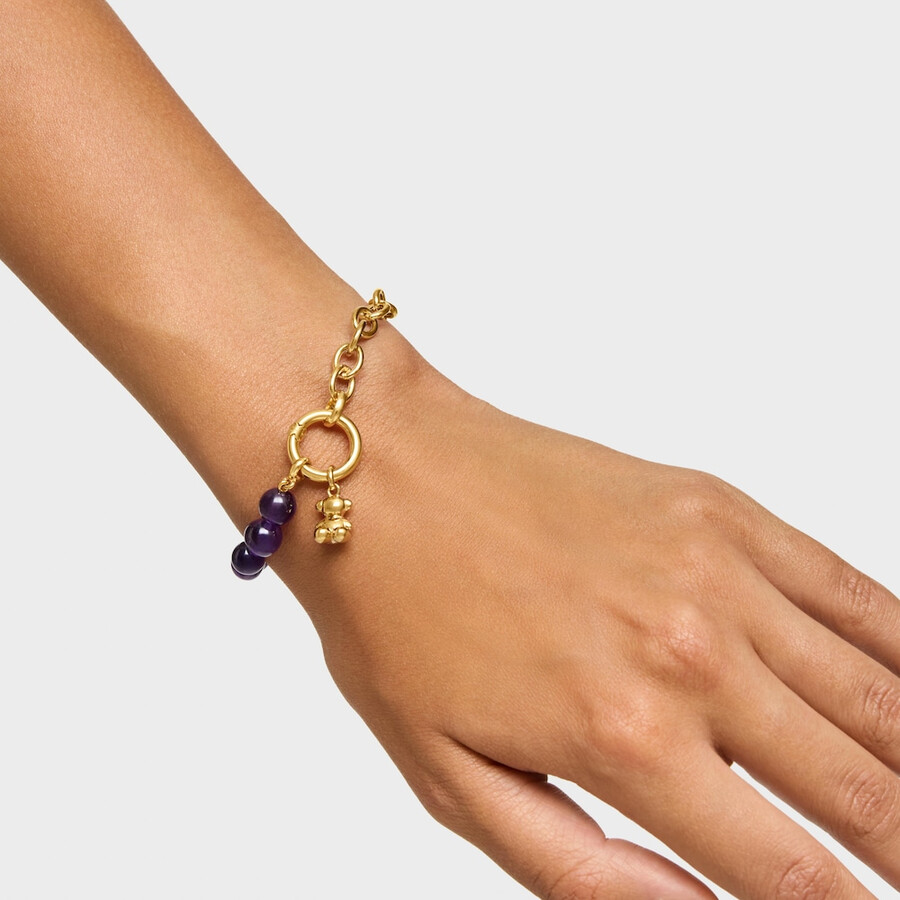 bracciale con placcatura in oro 18kt su argento e ametista hold