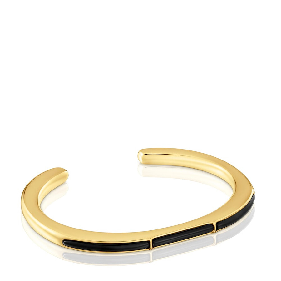 bracciale con placcatura in oro 18kt su argento e onice line