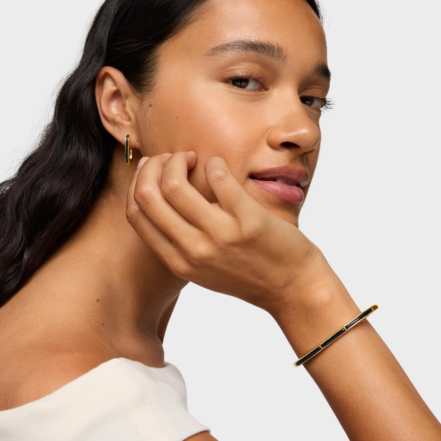bracciale con placcatura in oro 18kt su argento e onice line