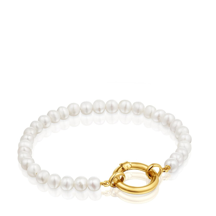 bracciale con perle coltivate e placcatura in oro 18kt su argento hold