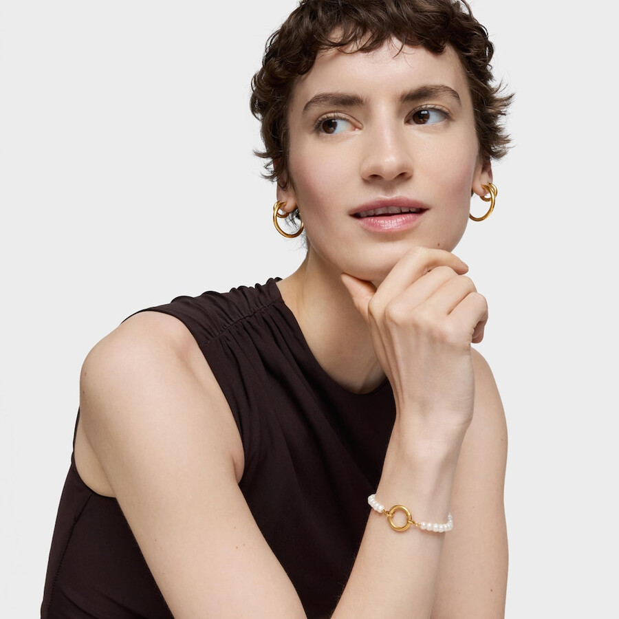 bracciale con perle coltivate e placcatura in oro 18kt su argento hold
