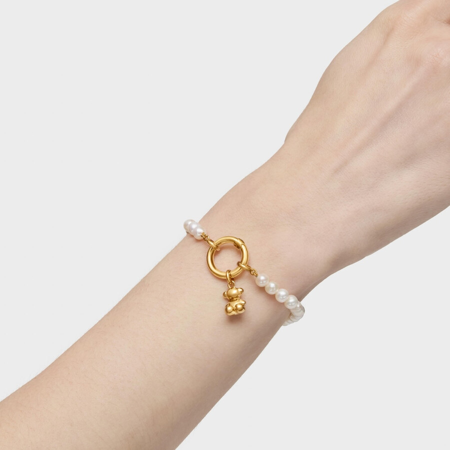 bracciale con perle coltivate e placcatura in oro 18kt su argento hold